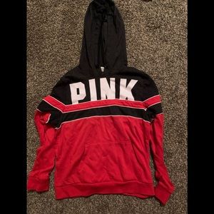Red, gray and white “PINK” sweatshirt. Size M